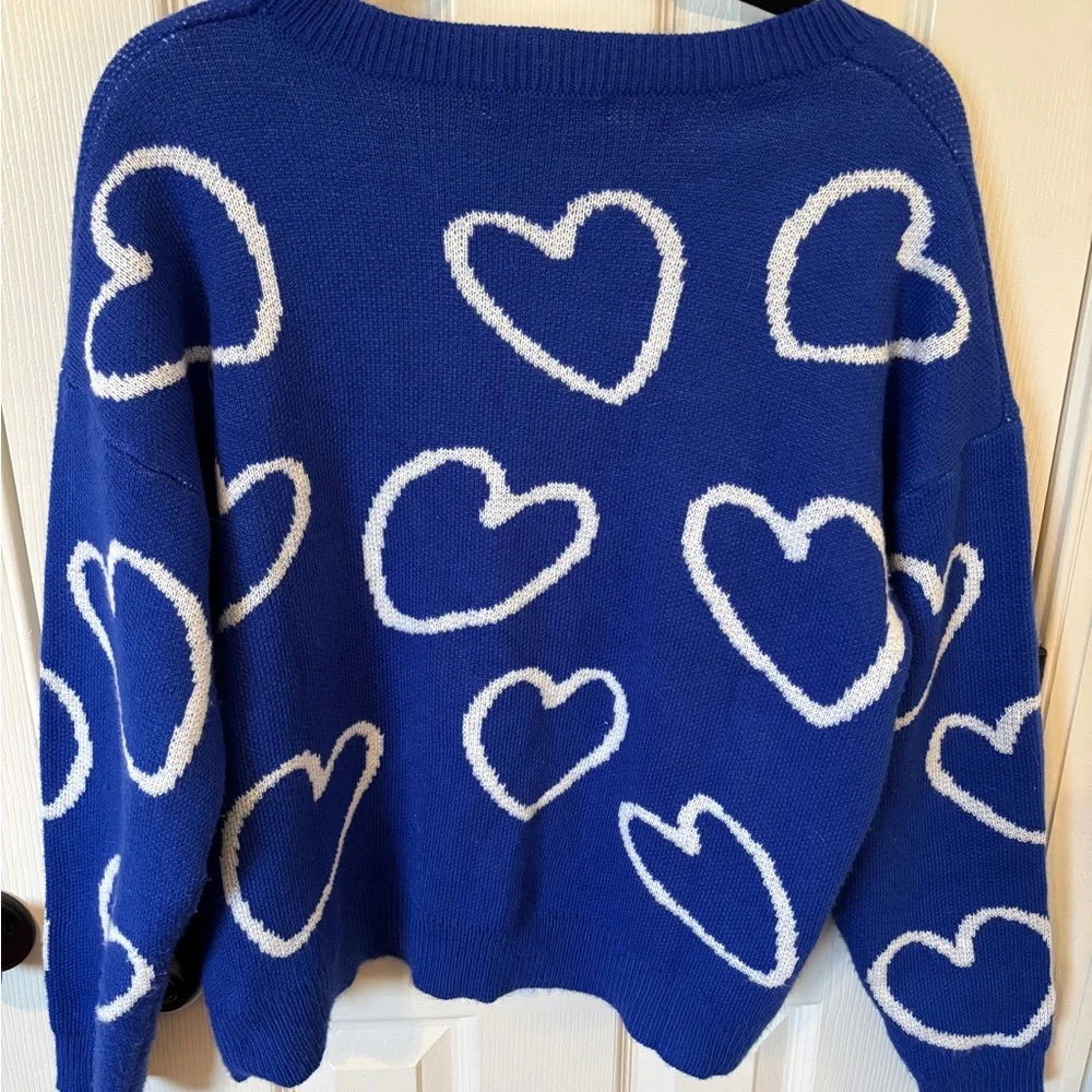 Blue Heart Sweater Womens Medium - Picture 2 of 3